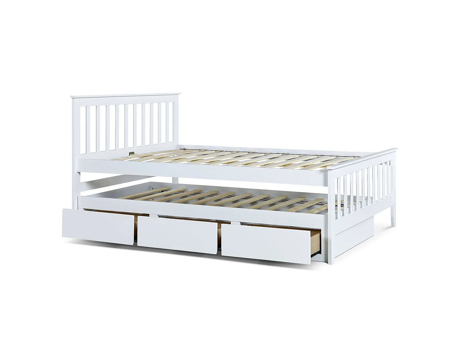 Painted Wood Bedframe - 135 x 190 cm Bedframe in White