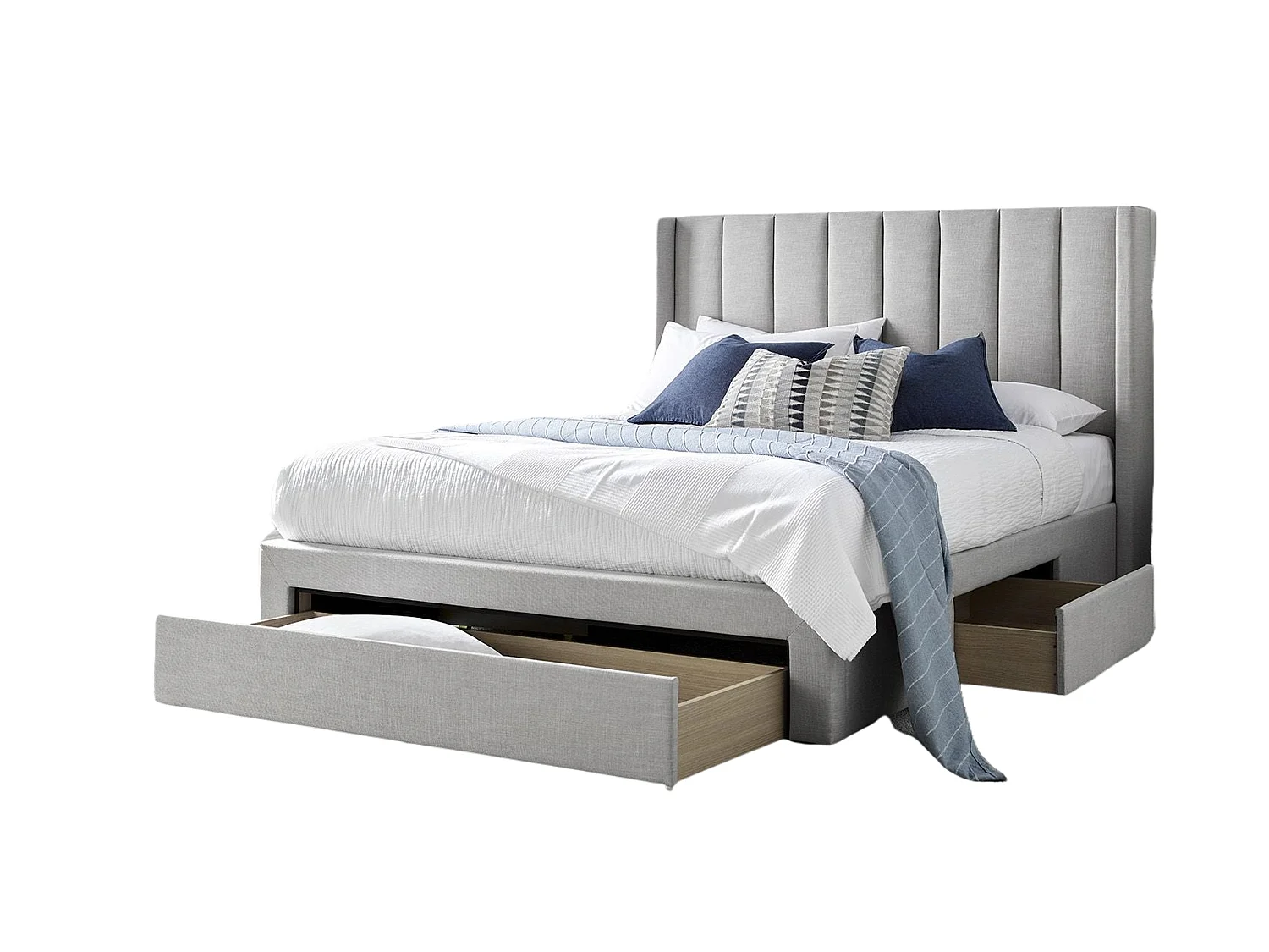 Upholstered Bedframe - 135 x 190 cm Bedframe in Grey