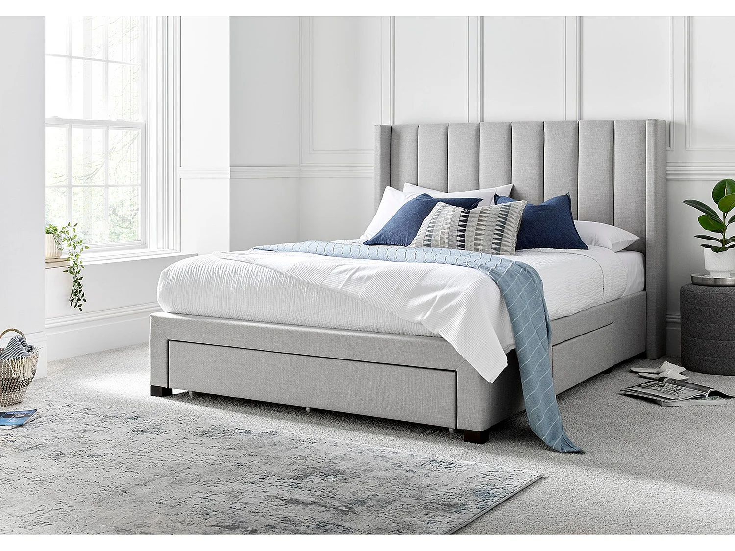 Upholstered Bedframe - 135 x 190 cm Bedframe in Grey