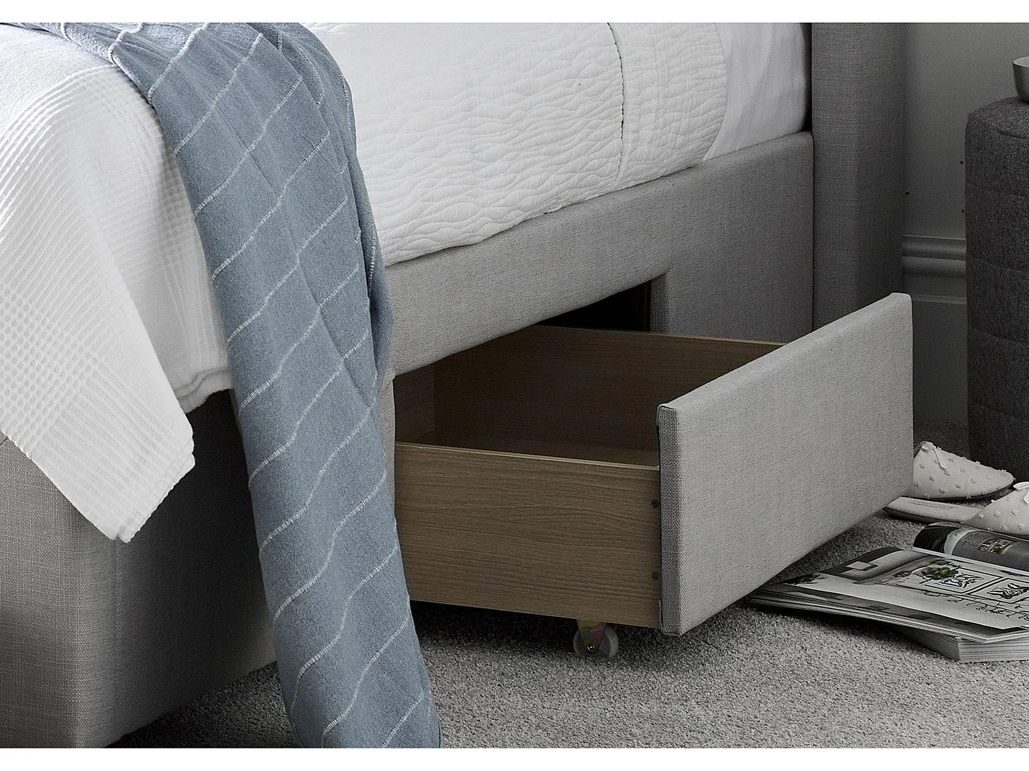 Upholstered Bedframe - 135 x 190 cm Bedframe in Grey