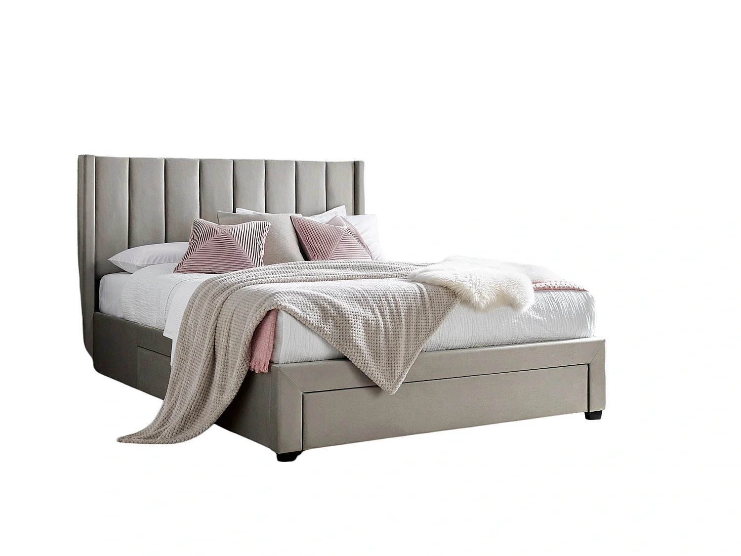 Upholstered Bedframe - 135 x 190 cm Bedframe in Beige