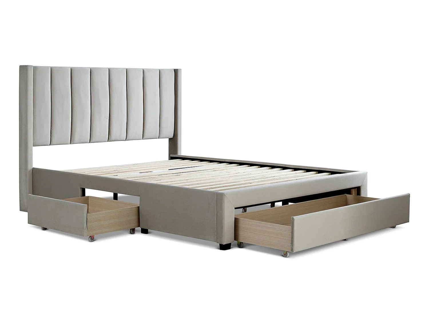 Upholstered Bedframe - 135 x 190 cm Bedframe in Beige