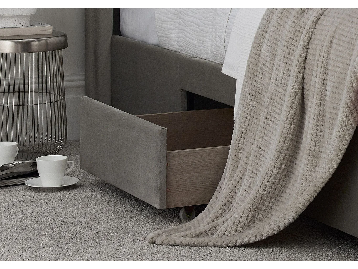 Upholstered Bedframe - 135 x 190 cm Bedframe in Beige