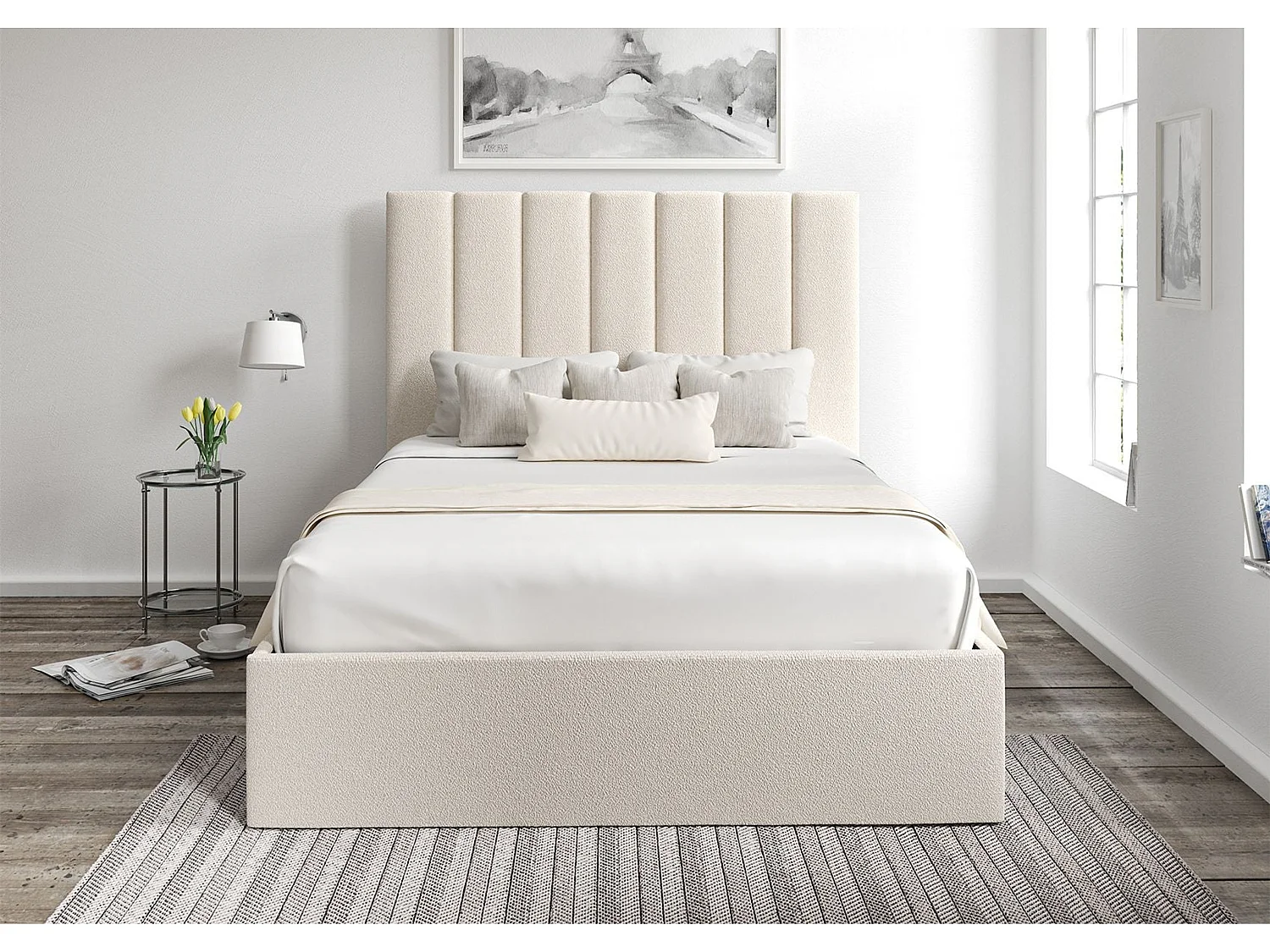 Upholstered Bedframe - 150 x 200 cm Bedframe in Cream