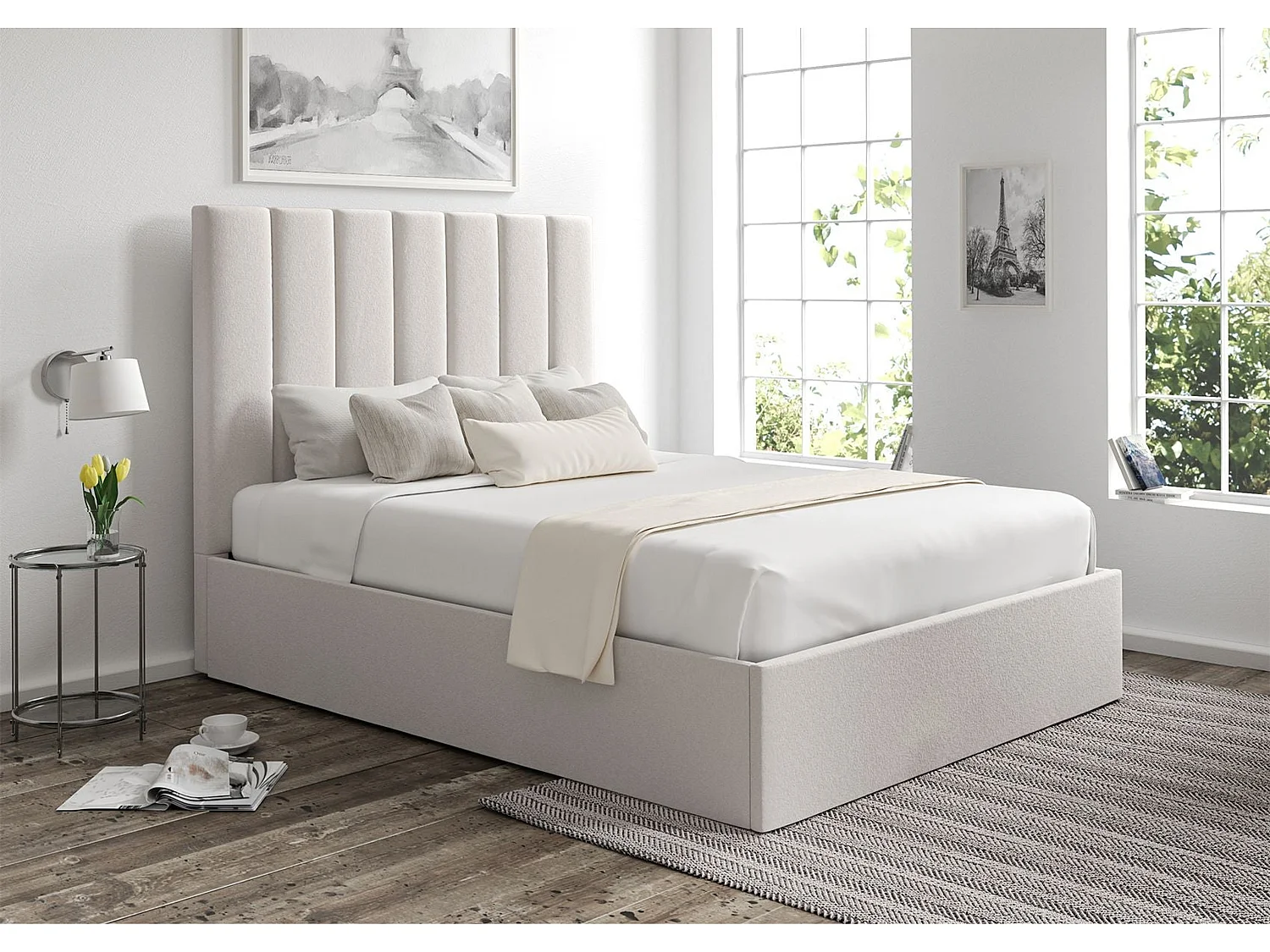 Upholstered Bedframe - 135 x 190 cm Bedframe in Grey