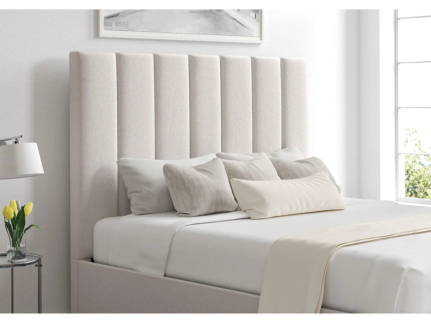 Upholstered Bedframe - 135 x 190 cm Bedframe in Grey