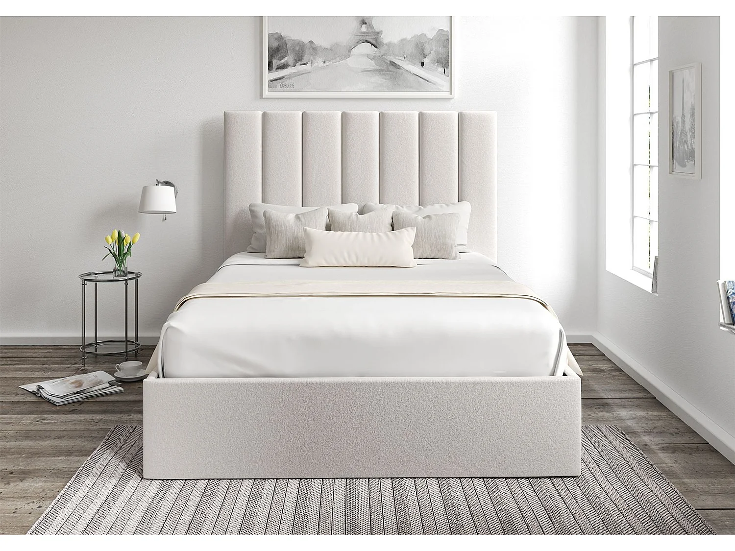 Upholstered Bedframe - 135 x 190 cm Bedframe in Grey