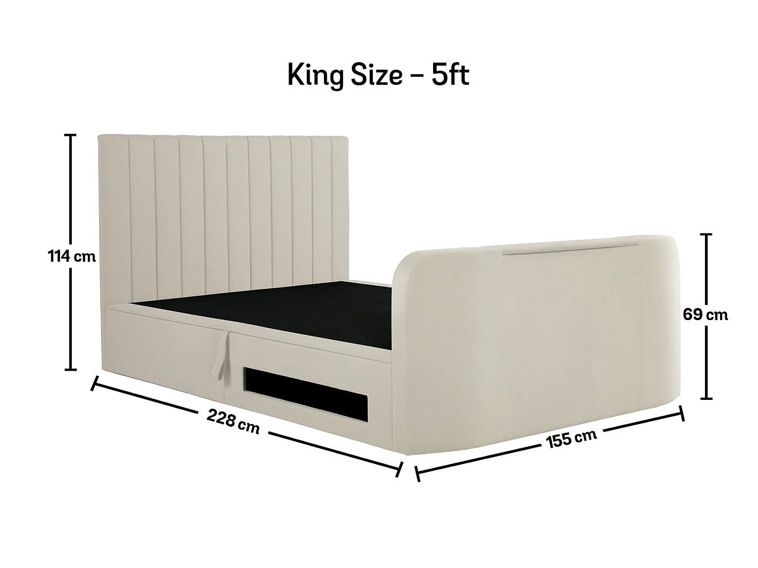 Upholstered Bedframe - 150 x 200 cm Bedframe in White