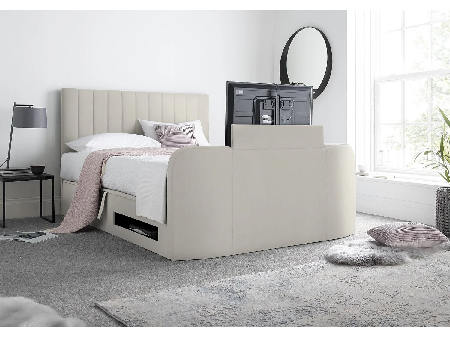 Upholstered Bedframe - 150 x 200 cm Bedframe in White