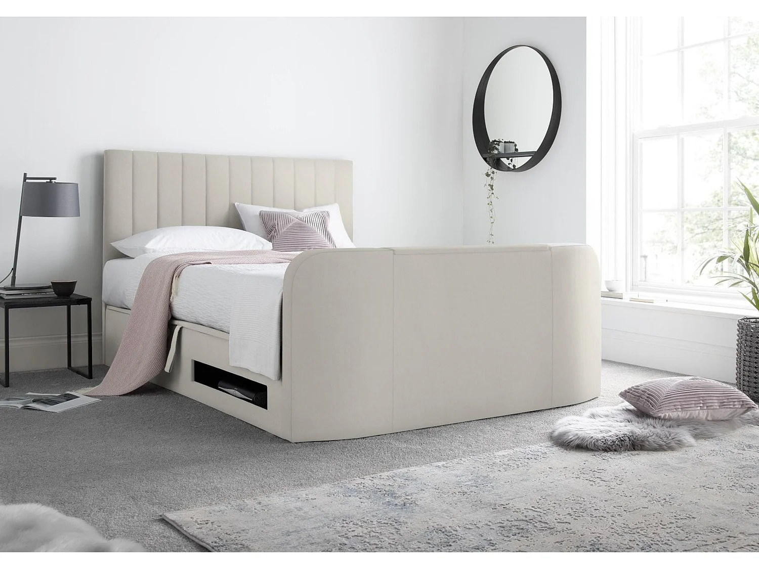 Upholstered Bedframe - 150 x 200 cm Bedframe in White