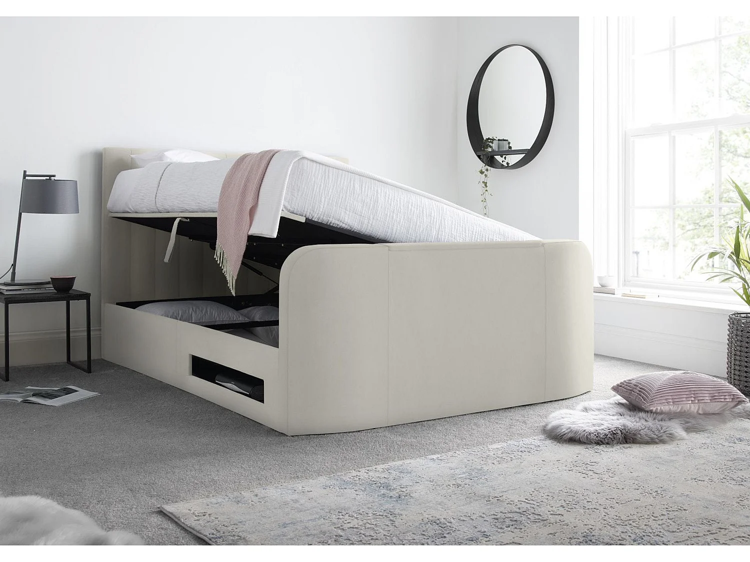 Upholstered Bedframe - 150 x 200 cm Bedframe in White