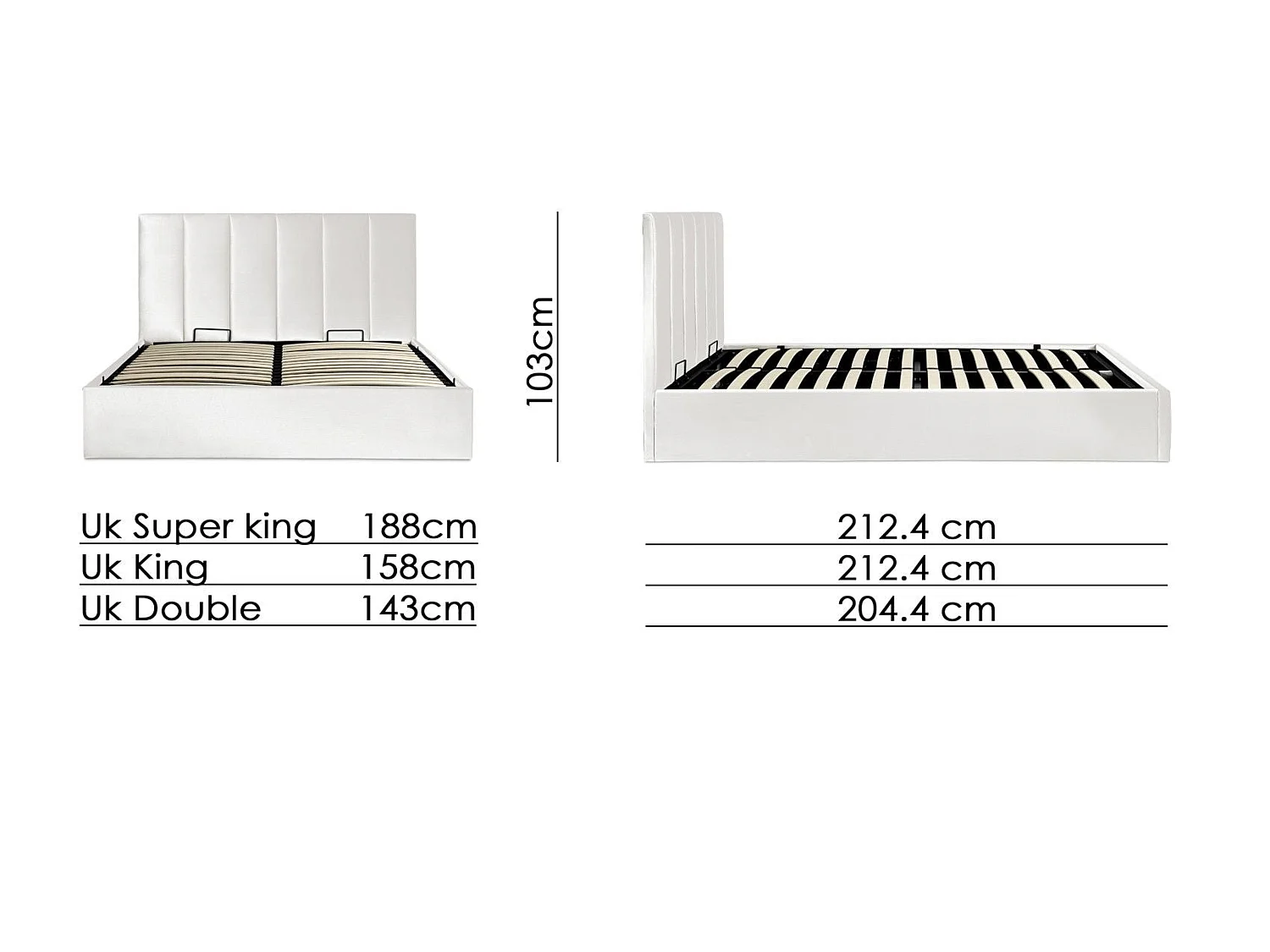 Upholstered Bedframe - 135 x 190 cm Bedframe in Grey