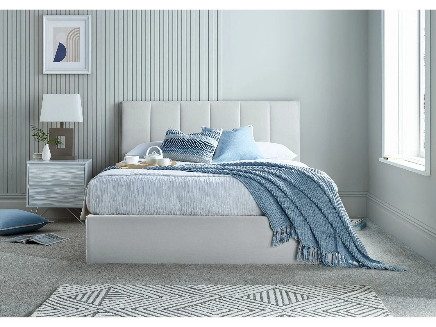 Upholstered Bedframe - 135 x 190 cm Bedframe in Grey
