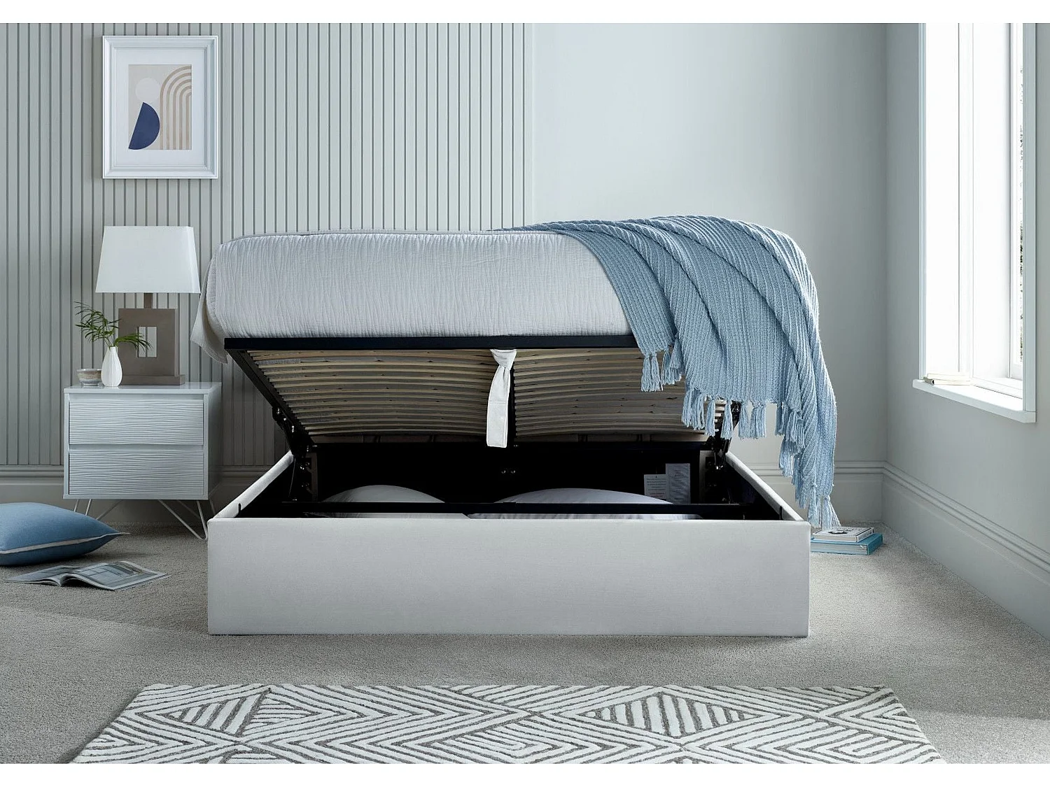 Upholstered Bedframe - 135 x 190 cm Bedframe in Grey