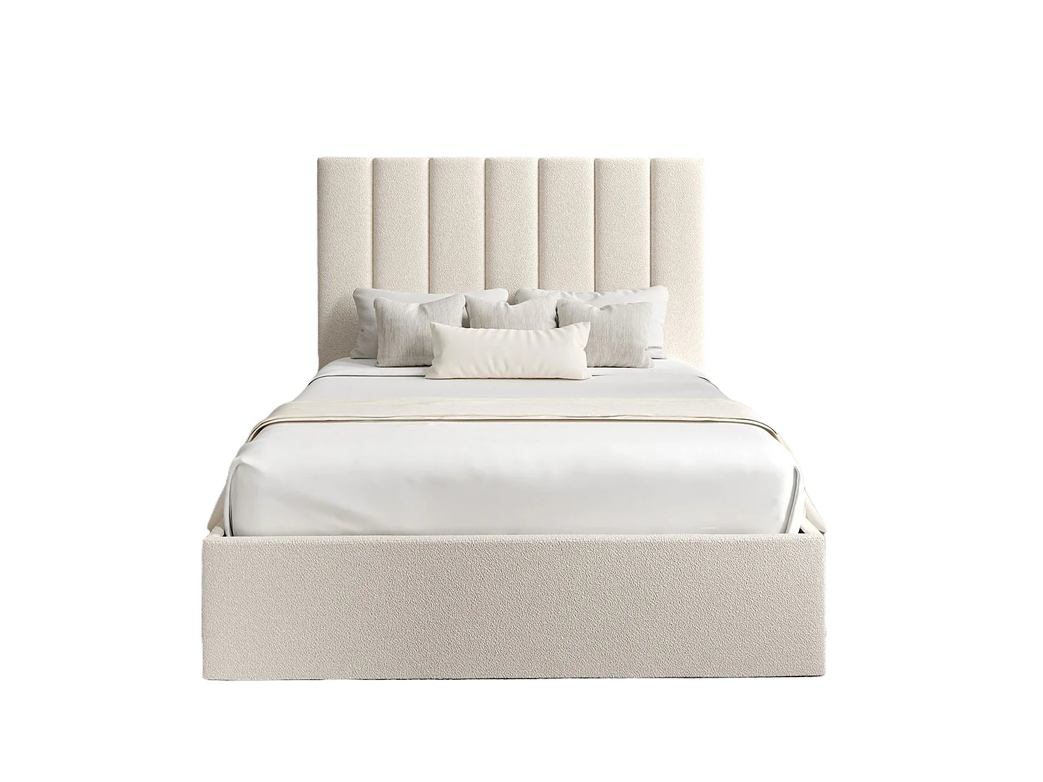 Upholstered Bedframe - 135 x 190 cm Bedframe in Cream