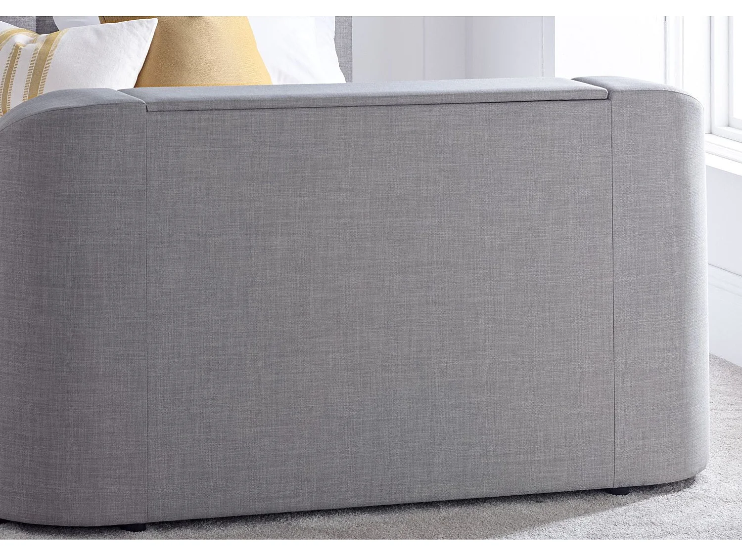 Upholstered Bedframe - 135 x 190 cm Bedframe Integrated TV Feature in Grey