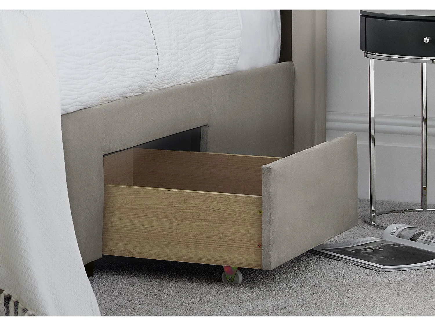 Upholstered Bedframe - 135 x 190 cm Bedframe in Beige