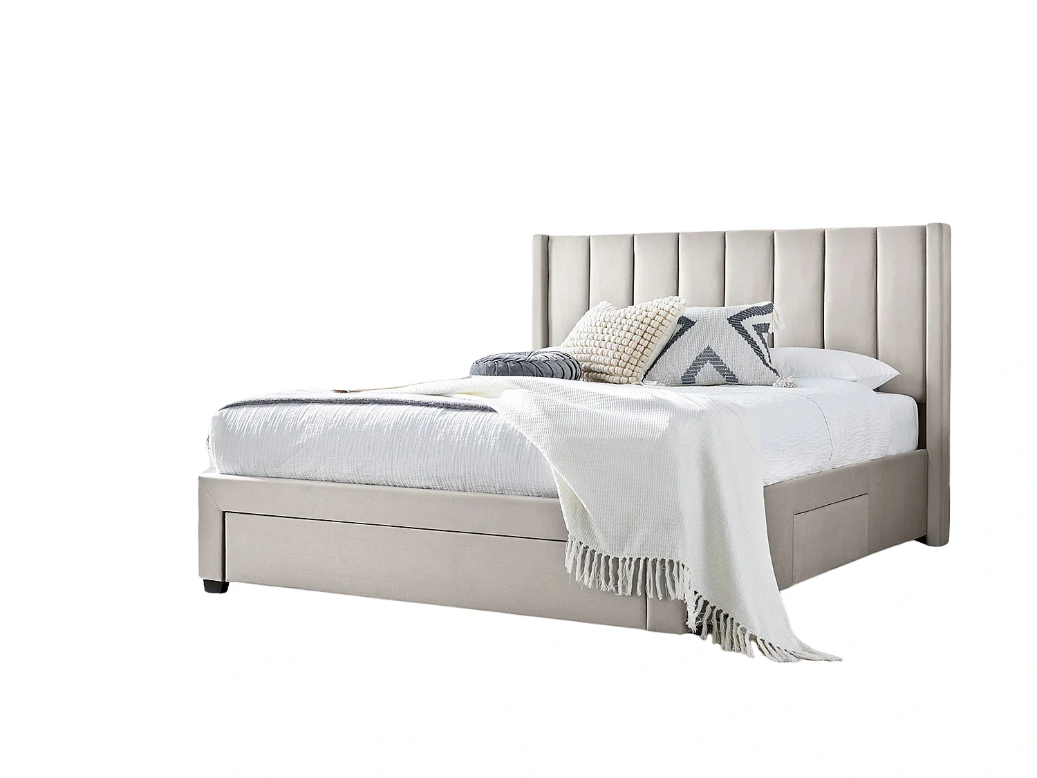 Upholstered Bedframe - 150 x 200 cm Bedframe in Beige