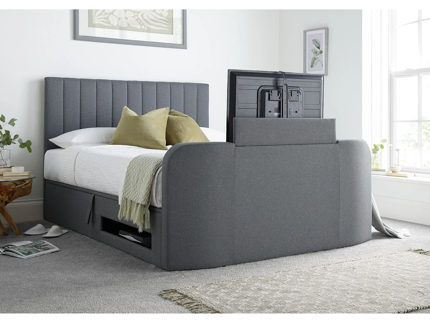 Upholstered Bedframe - 135 x 190 cm Bedframe in Grey