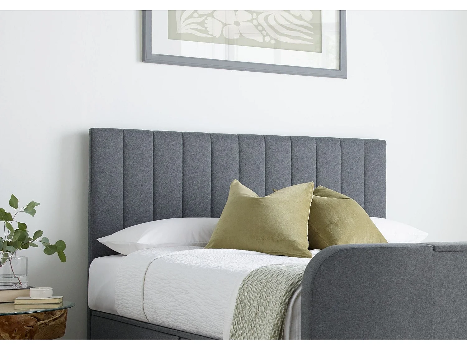 Upholstered Bedframe - 135 x 190 cm Bedframe in Grey