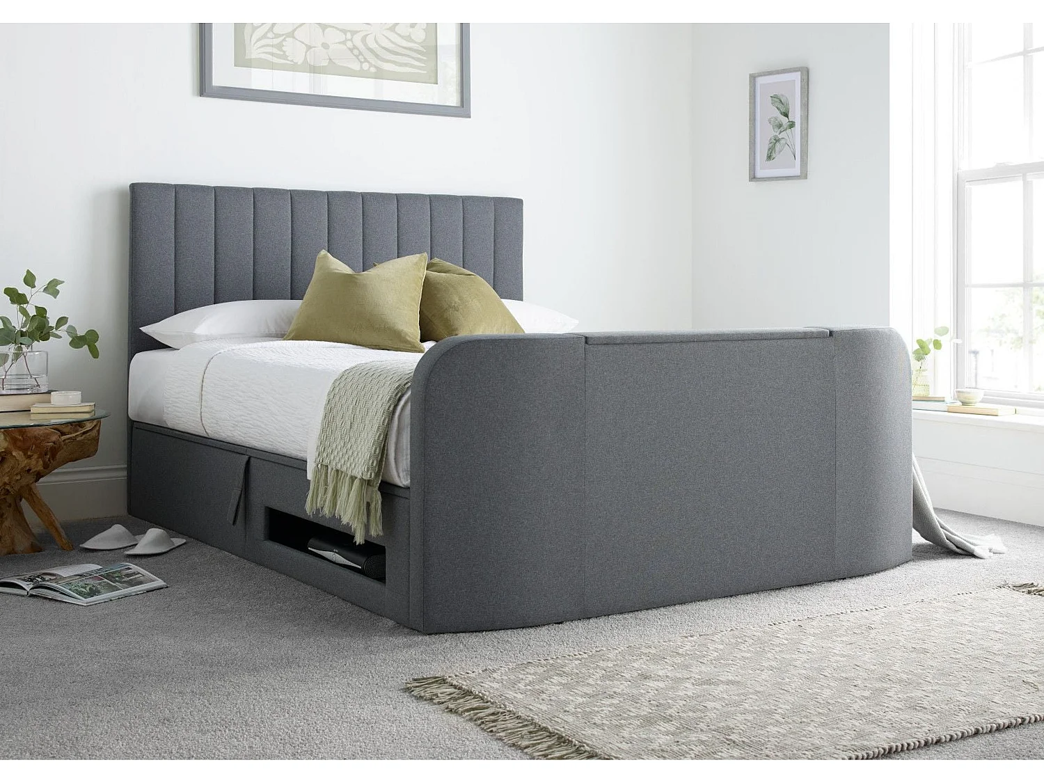 Upholstered Bedframe - 150 x 200 cm Bedframe in Grey
