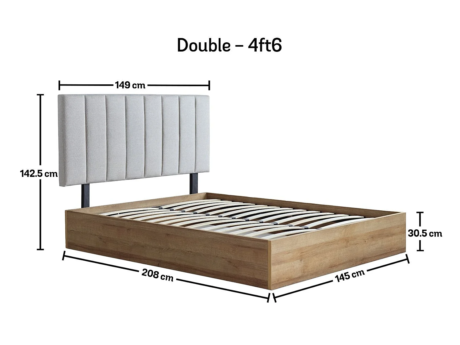 Upholstered Storage bed - 135 x 190 cm Ottoman Bed With Ottoman Storage in White