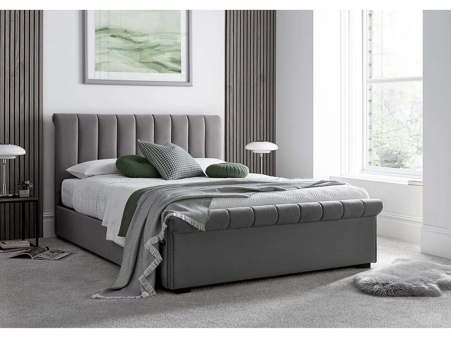 Upholstered Storage bed - 150 x 200 cm Ottoman Bed With Ottoman Storage in Grey