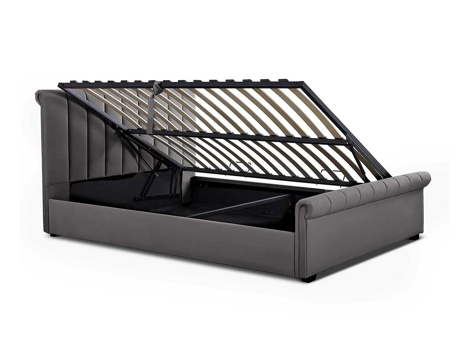 Upholstered Storage bed - 135 x 190 cm Ottoman Bed With Ottoman Storage in Grey