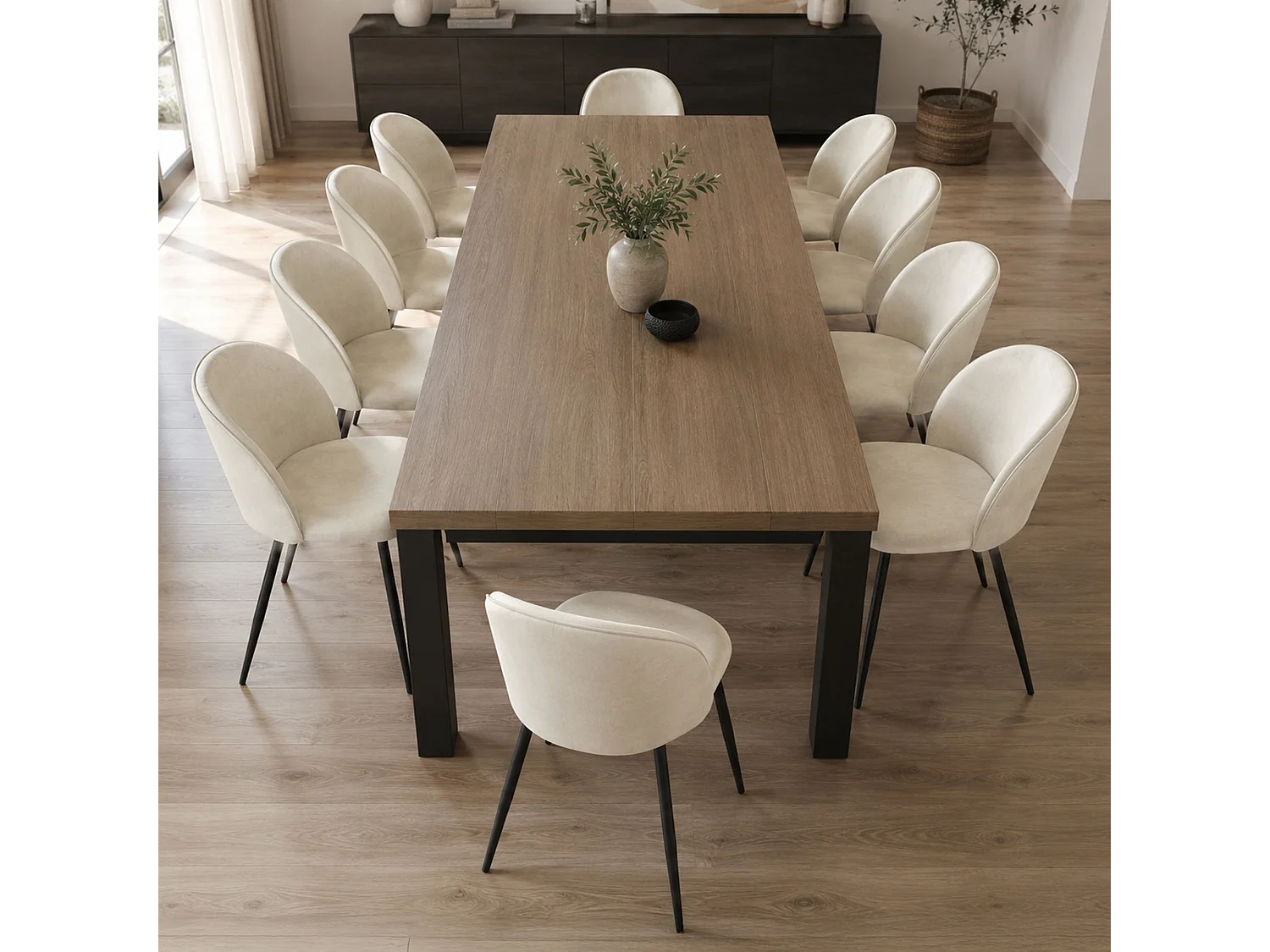 Stuhl Achito, 10 Stühle, Cremeweiß, Gepolstert, Tragkraft 120 kg