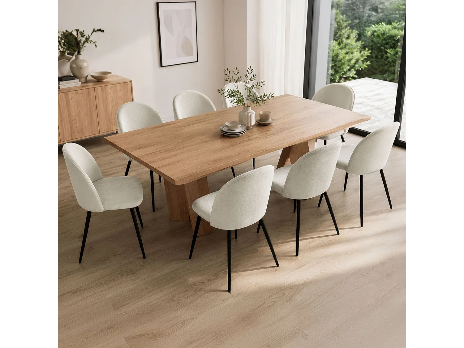 Sessel Achito, 8 Stühle, Cremeweiß, Gepolstert, Belastbarkeit 120 kg
