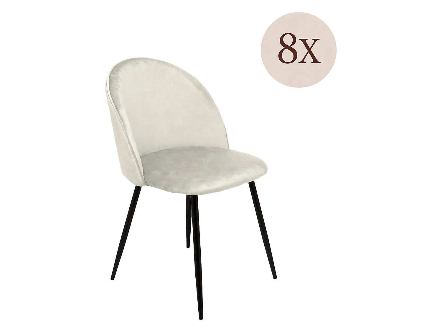 Sessel Achito, 8 Stühle, Cremeweiß, Gepolstert, Belastbarkeit 120 kg