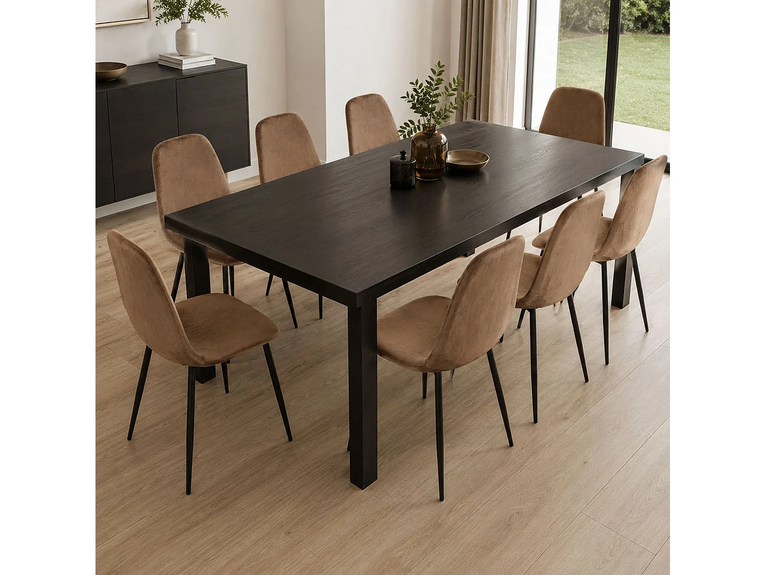Série de 8 chaises Arter, Beige, rembourrées, poids supporté : 120 kg