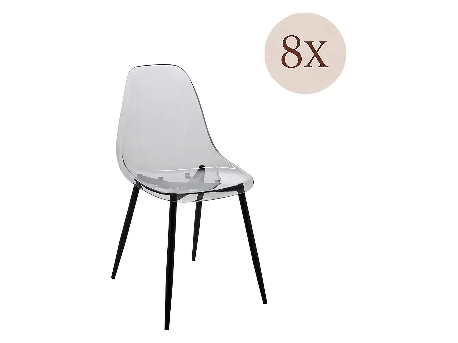 Sedia Amstrong, 8 Sedie, Grigio Fume, Peso Supportato 120 kg, Sfumatura Colore Struttura Fume