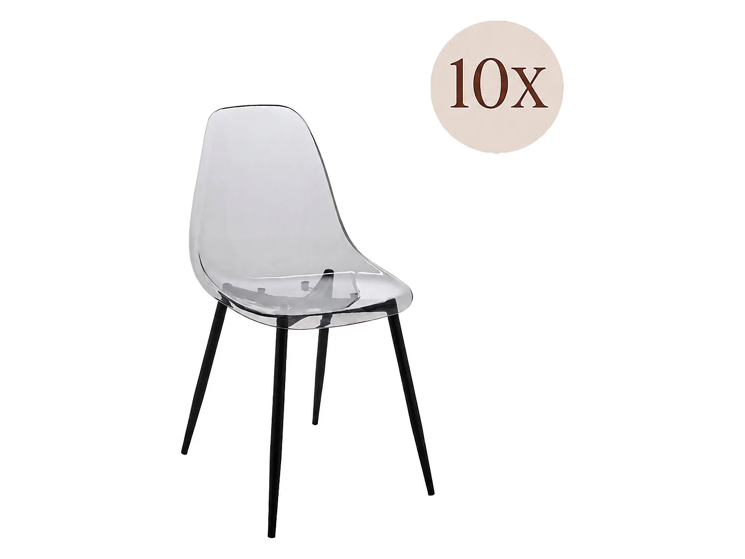 Sedia Amstrong, 10 Sedie, Grigio Fume, Peso Supportato 120 kg, Sfumatura Colore Struttura Fume