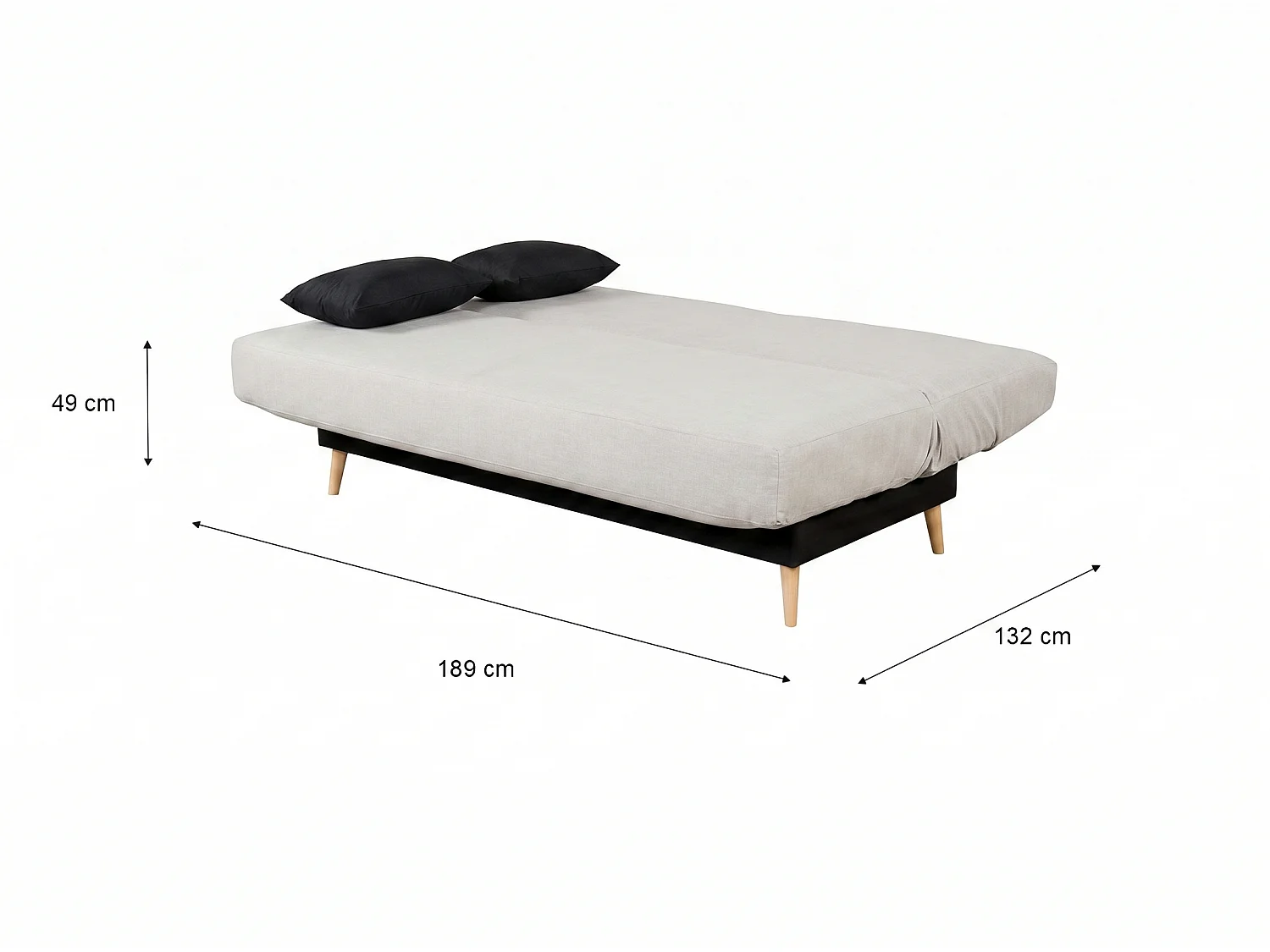 Banquette convertible ZEPHIR clic clac, couchage 130x190, avec 2 coussins OFFERTS, Aba perle