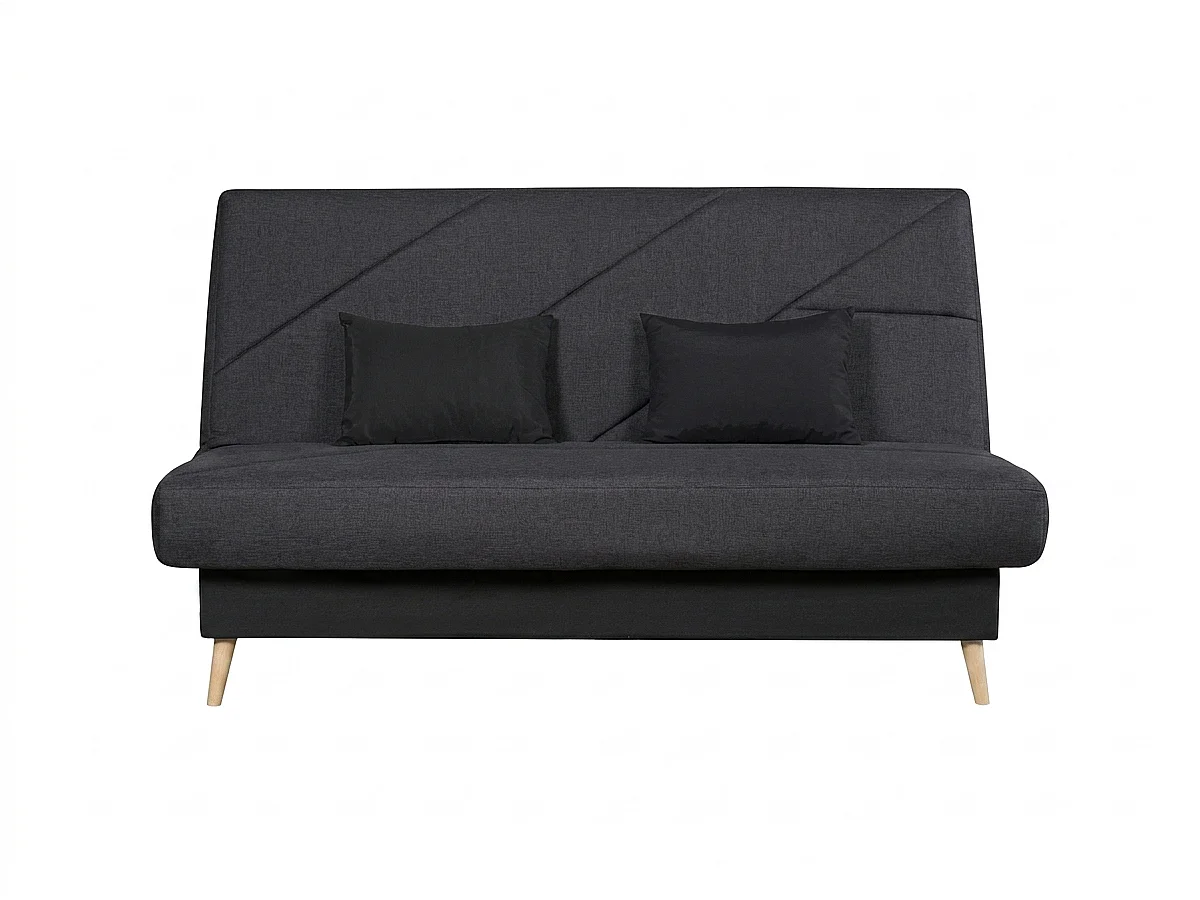Banquette convertible ZEPHIR clic clac, couchage 130x190, avec 2 coussins OFFERTS, Aba anthracite