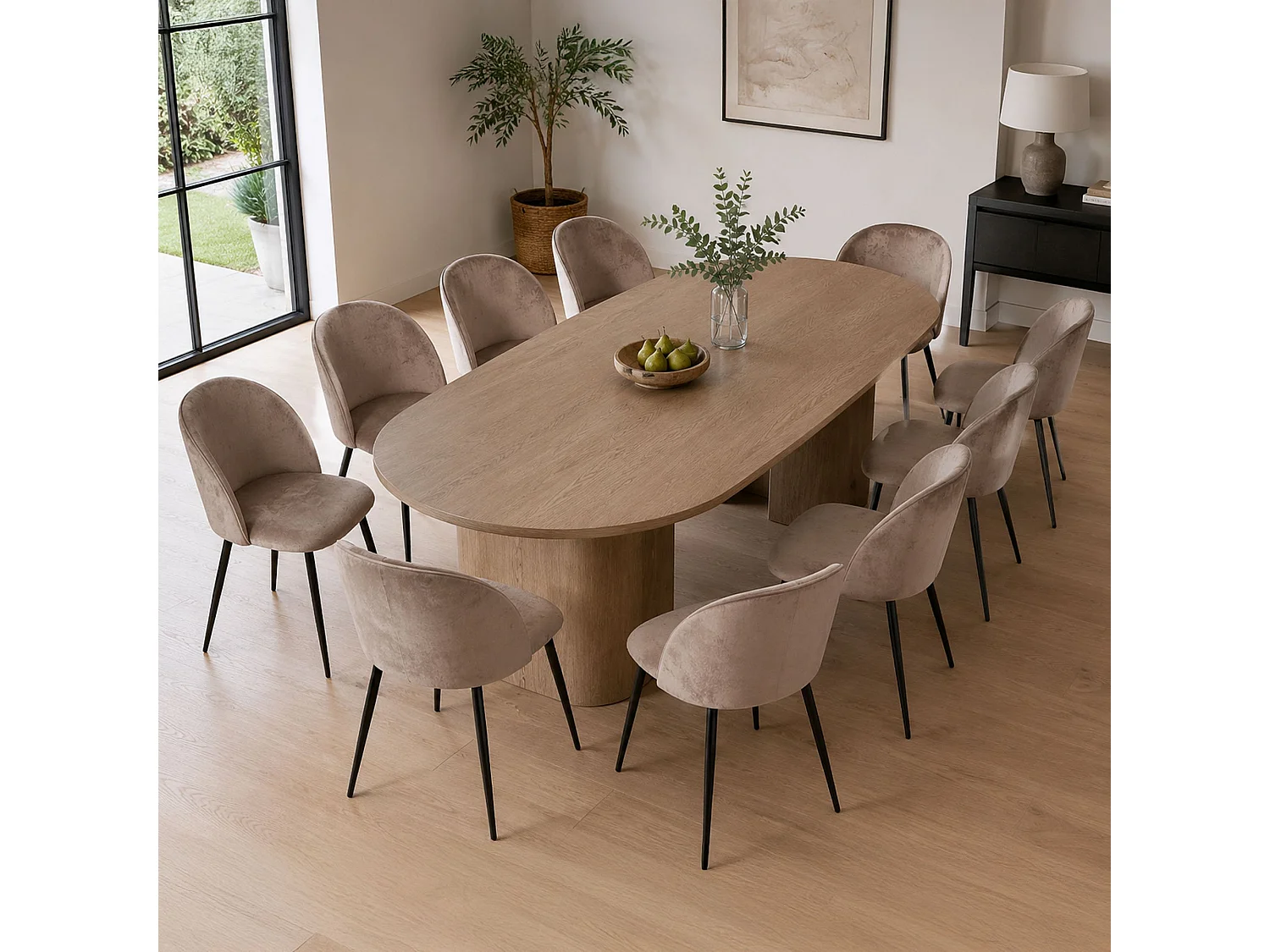 Stuhl Achito, 10 Stühle, Grau Taupe, Gepolstert, Tragfähigkeit 120 kg