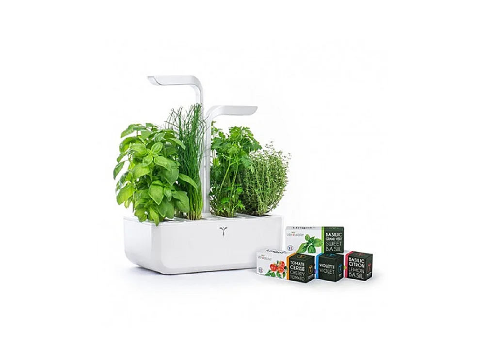 Indoor Classic White Herb Garden met oplaadbare pods en automatische verlichting