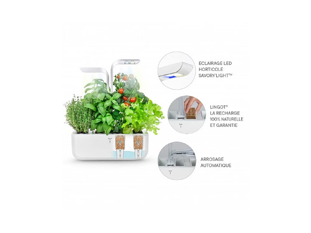 Indoor Classic White Herb Garden met oplaadbare pods en automatische verlichting
