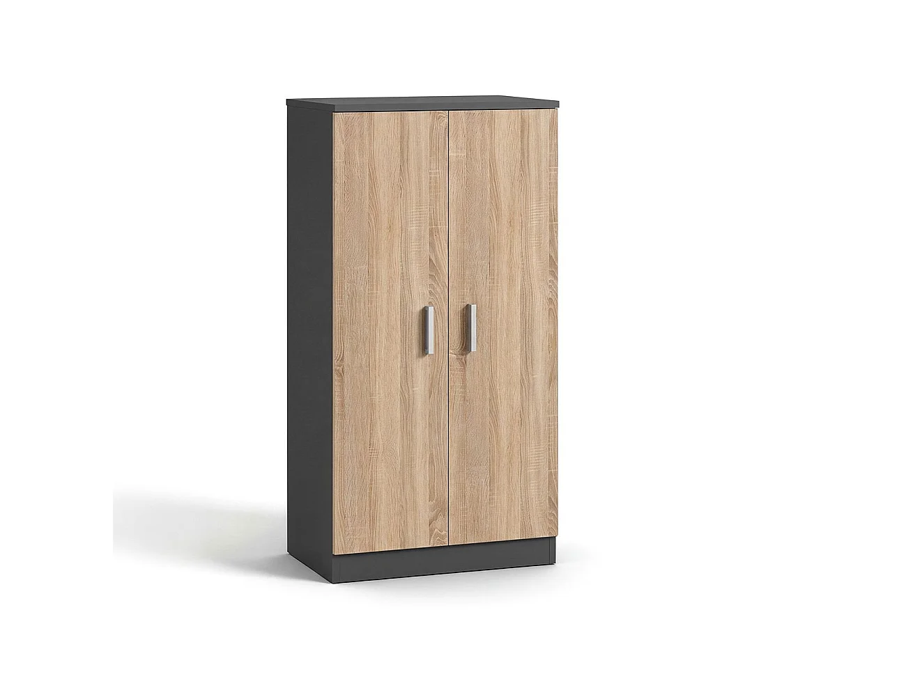 Zapatero de 2 puertas en gris grafito y roble canadian 55x108 cm Liam Gris Grafito - Roble Canadian