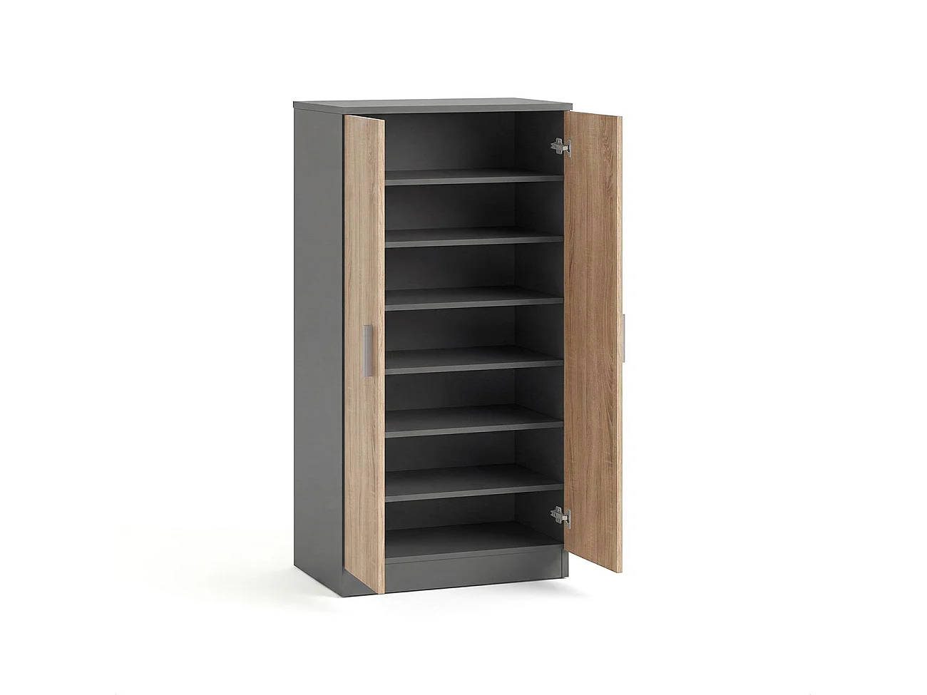 Zapatero de 2 puertas en gris grafito y roble canadian 55x108 cm Liam Gris Grafito - Roble Canadian