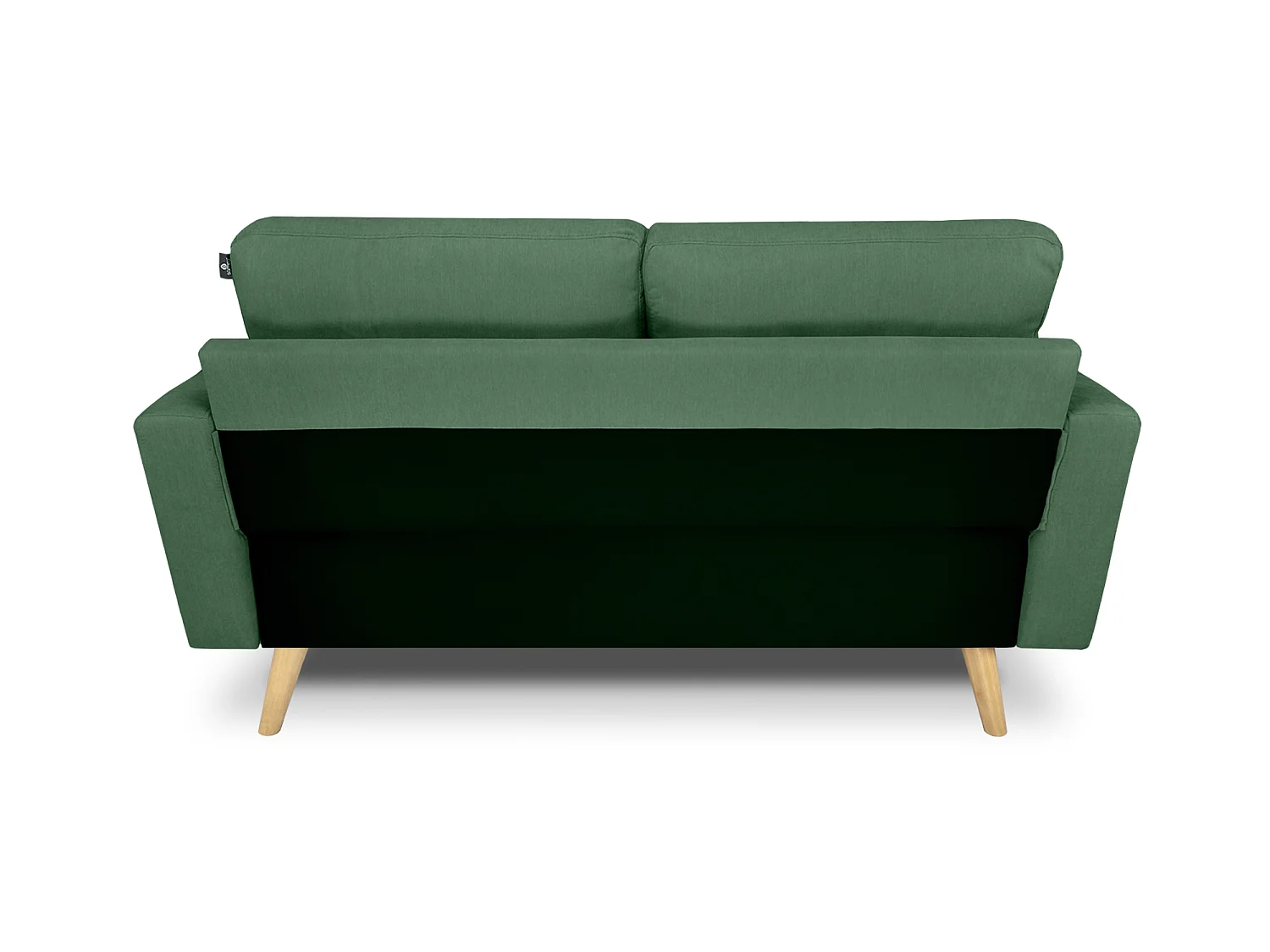 Divano 2 posti in tessuto vellutato verde abete piedi in legno – Chloe