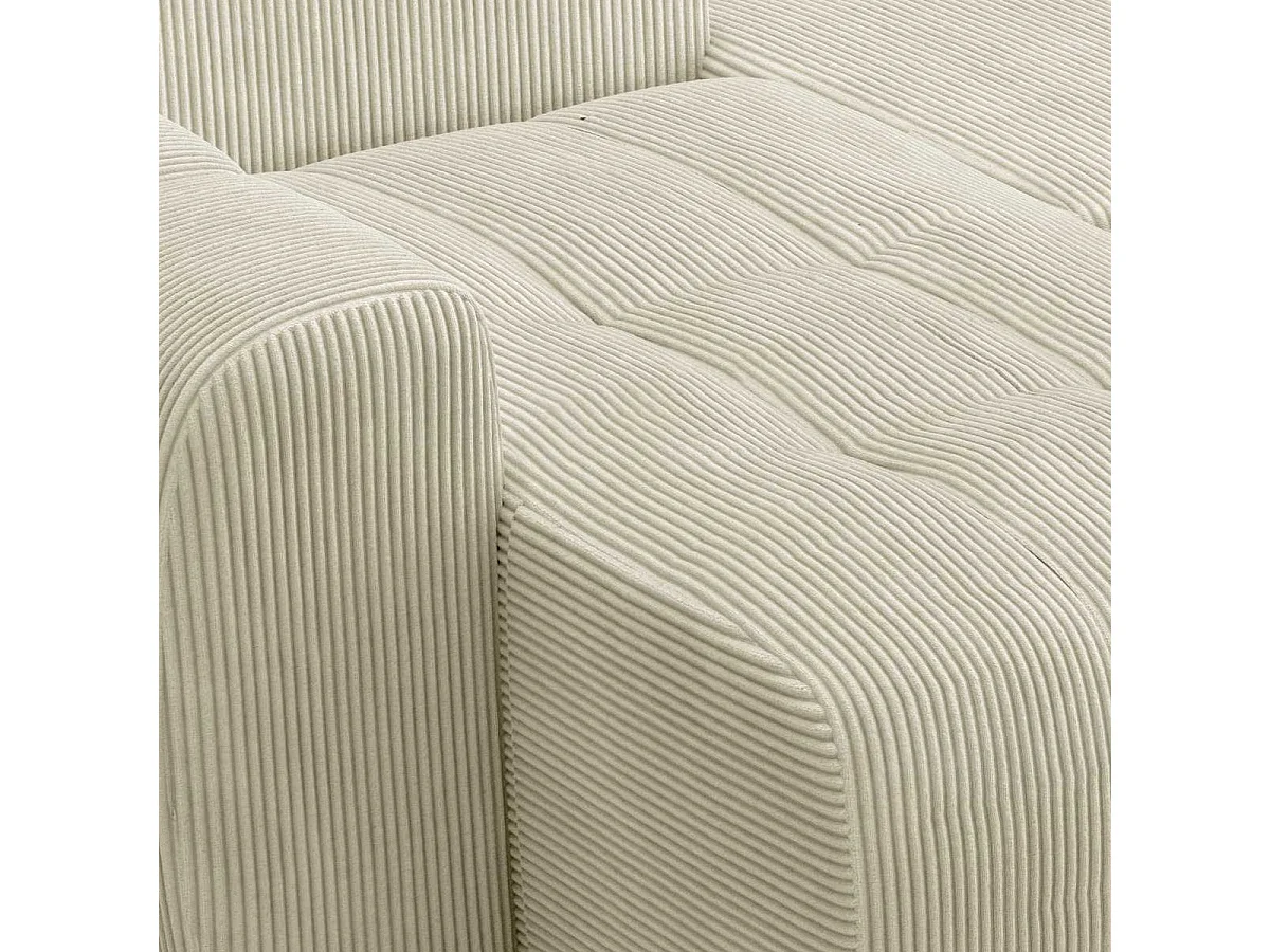 Canapé d'angle panoramique convertible 6 places en velours côtelé beige ALBA