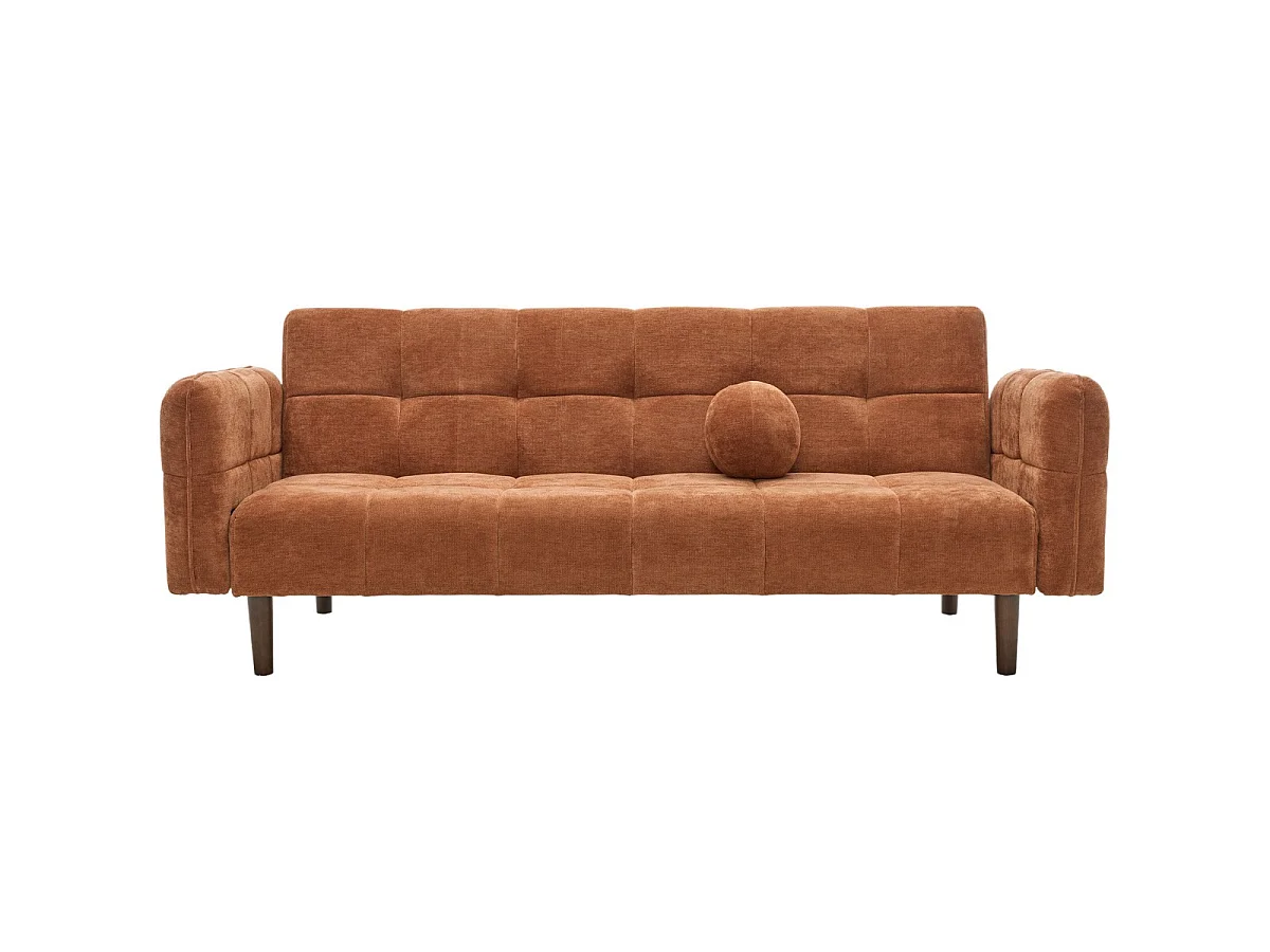 Canapé convertible 3 places en tissu chenille terracotta - Pavia