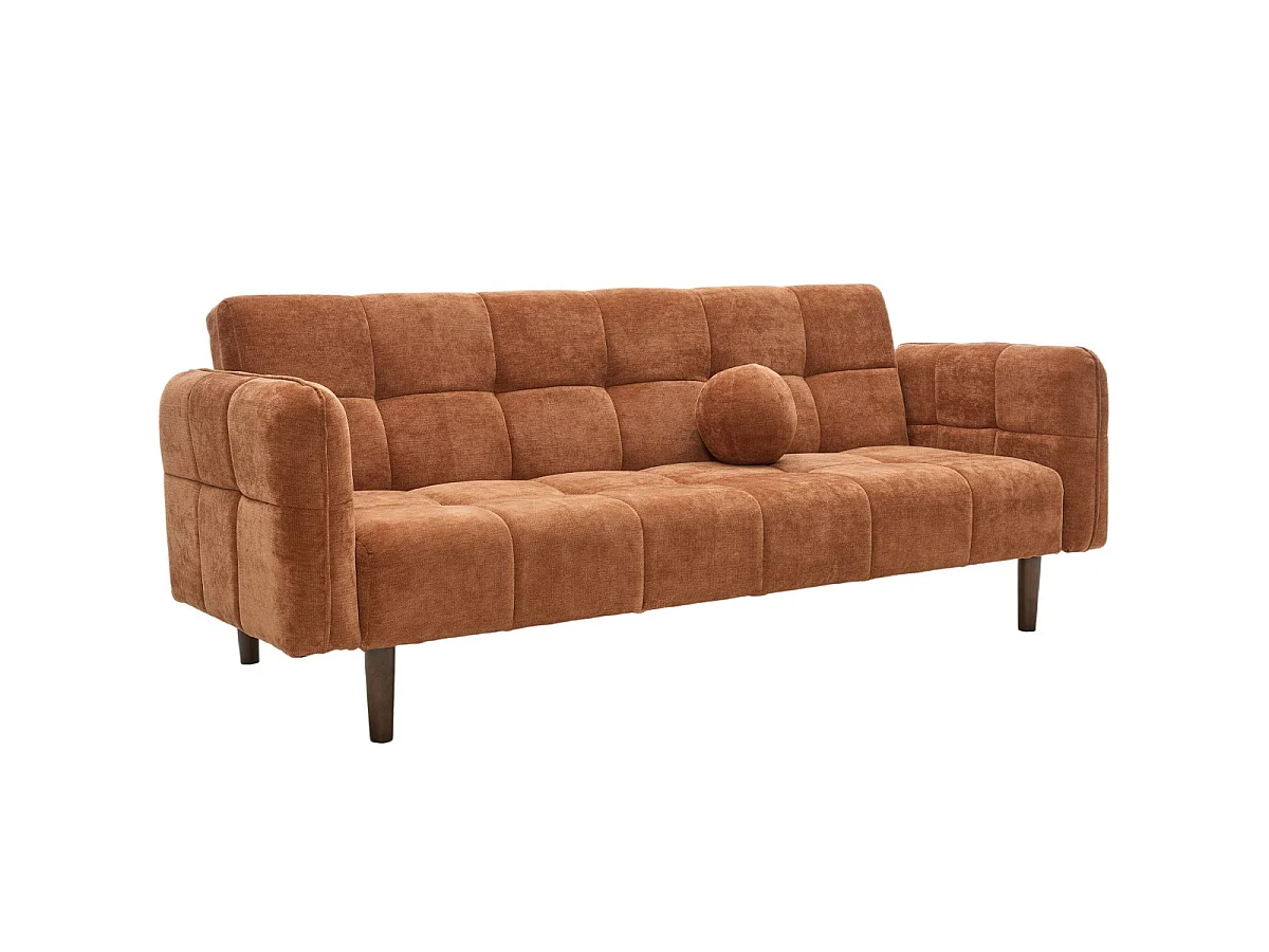 Canapé convertible 3 places en tissu chenille terracotta - Pavia