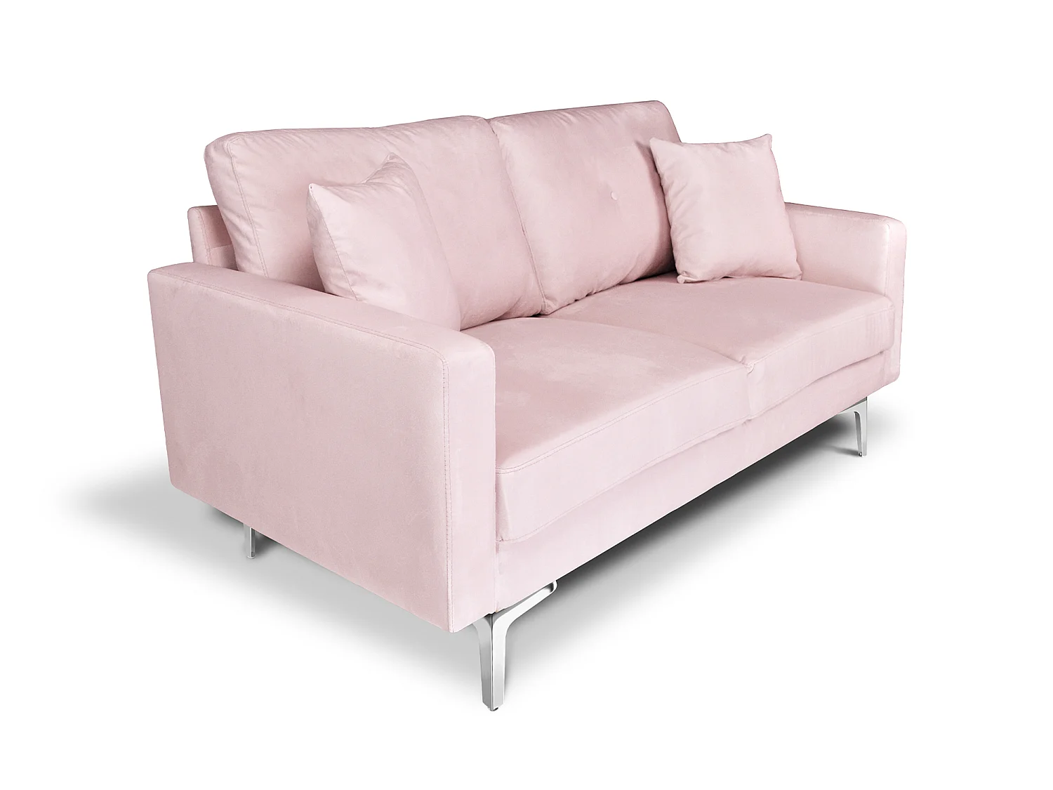 Divano 2 posti in velluto rosa piedi in metallo – Chloe