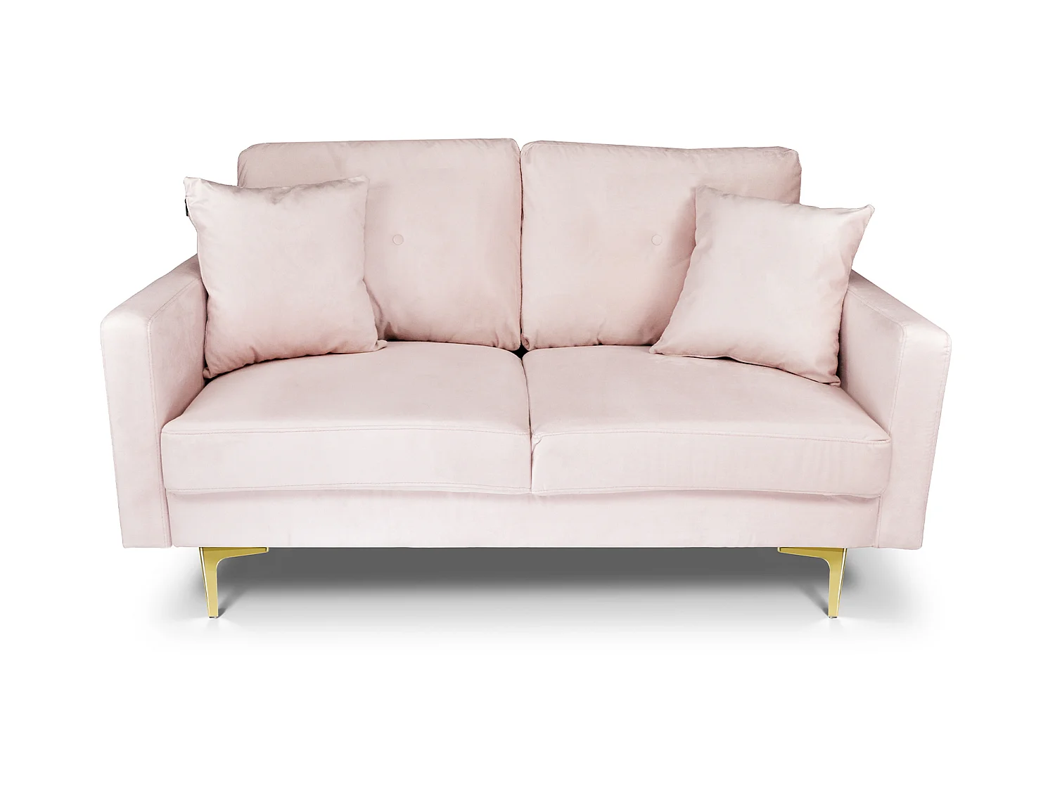 Divano 2 posti in velluto rosa piedi in metallo dorato – Chloe