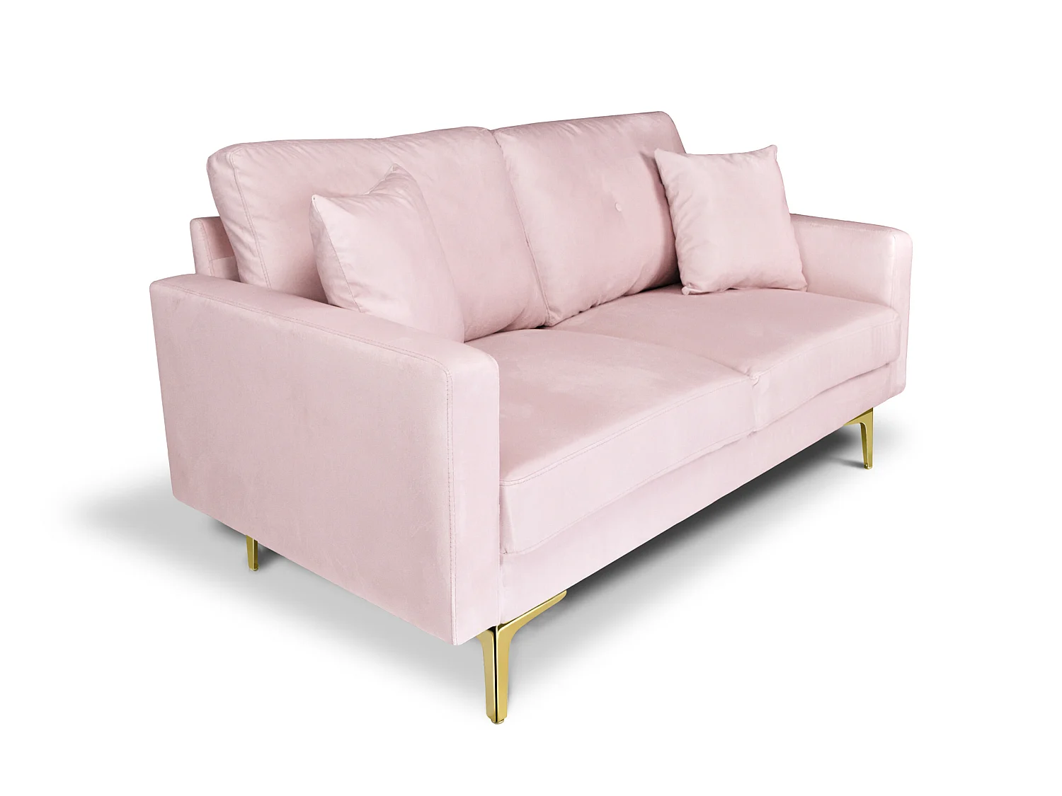 Divano 2 posti in velluto rosa piedi in metallo dorato – Chloe