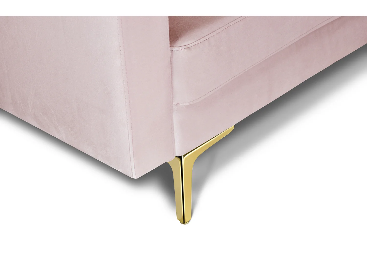 Divano 2 posti in velluto rosa piedi in metallo dorato – Chloe