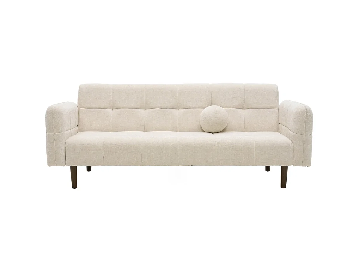 Canapé convertible 3 places en tissu chenille beige - Pavia